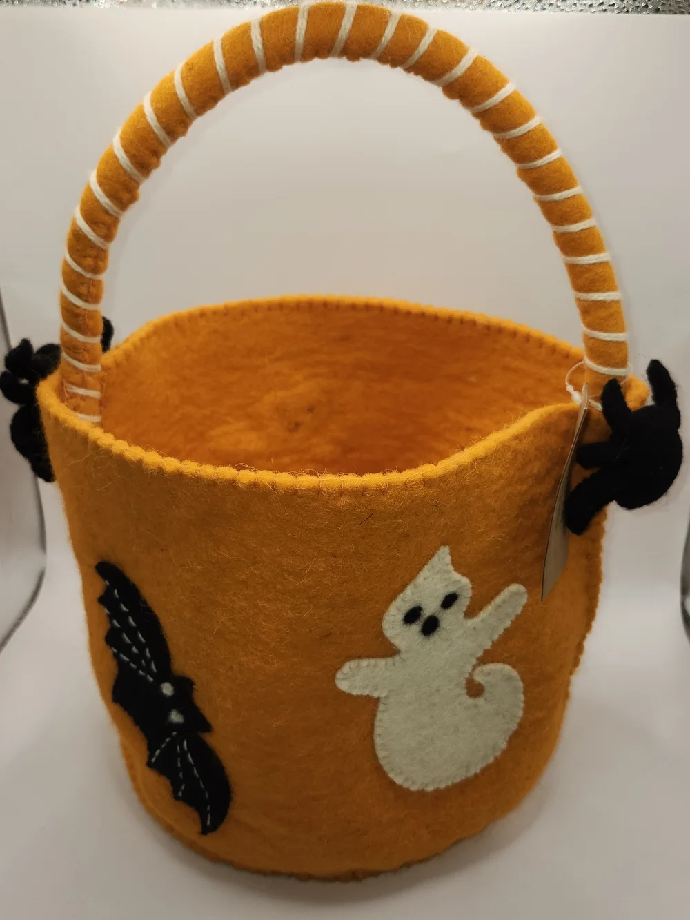 Anvil Orange Felt Halloween Basket with Handle